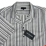 Mechmoto SS Knitted Stripe Shirt White - white/black stripe
